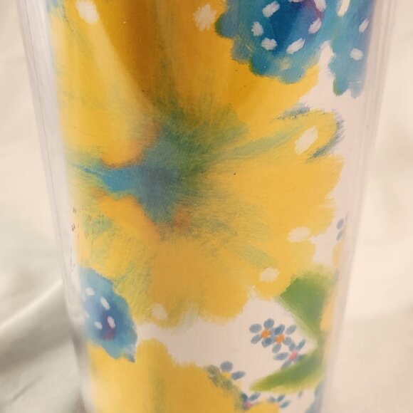 Starbucks Spring Floral Traveler Tumbler Acrylic Coffee Mug 2004 Yellow 16oz - Picture 2 of 13